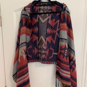 Aztec designed shawl with hood